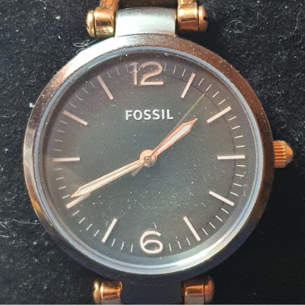 Fossil Georgia Gunmetal/Goldtone Women's Watch - Picture 1 of 4